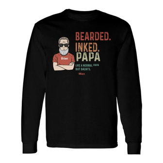 Personalized Dad Grandpa Bearded Long Sleeve Shirt - Thegiftio UK