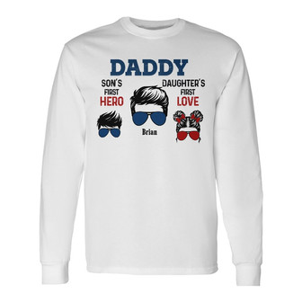 Personalized Dad Grandpa First Hero Love Long Sleeve Shirt - Thegiftio UK