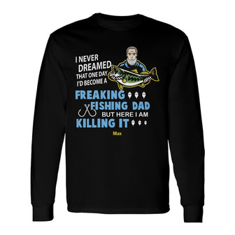 Personalized Dad Grandpa Fishing Long Sleeve Shirt - Thegiftio UK