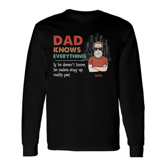 Personalized Dad Grandpa Knows Everything Long Sleeve Shirt - Thegiftio UK