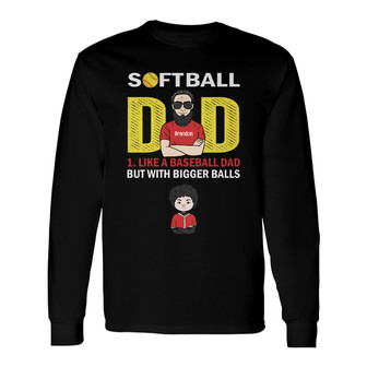 Personalized Dad Grandpa Softball Long Sleeve Shirt - Thegiftio UK