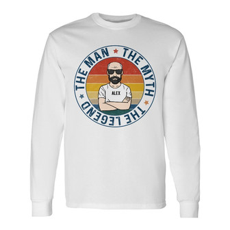Personalized Dad Grandpa The Man The Myth Long Sleeve Shirt - Thegiftio UK