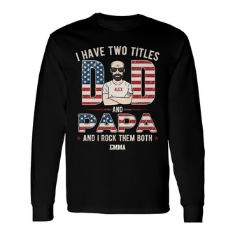 Personalized Dad Grandpa Two Titles Long Sleeve Shirt - Thegiftio UK