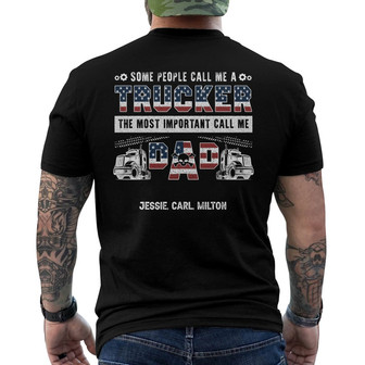 Personalized Dad Trucker FD Back Print T-Shirt - Thegiftio UK