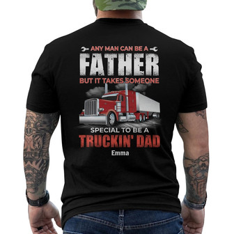 Personalized Dad Trucker FD Back Print T-Shirt - Thegiftio UK