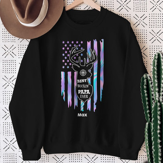Personalized Deer Hunting Buckin Dad Grandpa Sweatshirt - Thegiftio UK