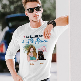 Personalized Dog And Beach Long Sleeve Shirt - Thegiftio UK