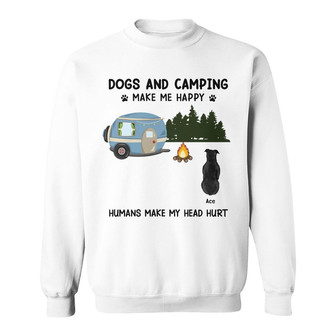Personalized Dog And Camping Make Me Happy Sweatshirt - Thegiftio UK