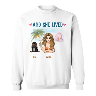 Personalized Dog And Girl Beach Sweatshirt - Thegiftio UK