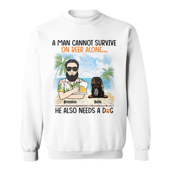 Personalized Dog Dad Beach Sweatshirt - Thegiftio UK