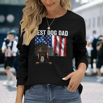 Personalized Dog Dad Flag Long Sleeve Shirt - Thegiftio UK