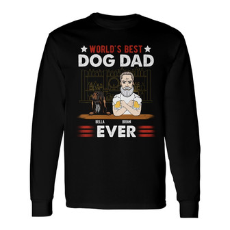Personalized Dog Dad Long Sleeve Shirt - Thegiftio UK