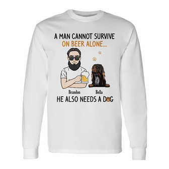 Personalized Dog Dad Long Sleeve Shirt - Thegiftio UK