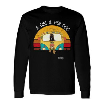 Personalized Dog Hippie Girl Living In Peace Long Sleeve Shirt - Thegiftio UK