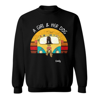 Personalized Dog Hippie Girl Living In Peace Sweatshirt - Thegiftio UK