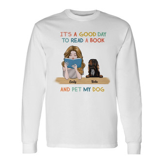 Personalized Dog Mom Book Reading Long Sleeve Shirt - Thegiftio UK