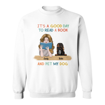 Personalized Dog Mom Book Reading Sweatshirt - Thegiftio UK