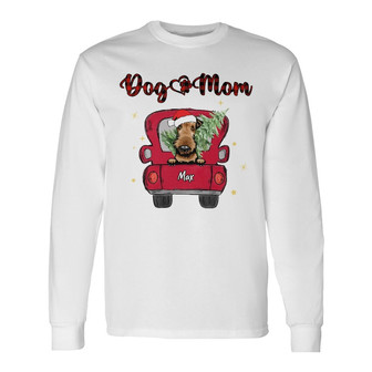 Personalized Dog Mom Christmas Red Truck Long Sleeve Shirt - Thegiftio UK