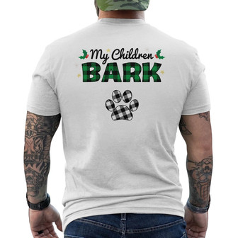 Personalized Dog Mom My Children Bark Buffalo Plaid Back Print T-Shirt - Thegiftio UK