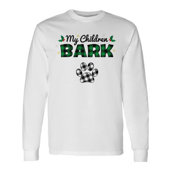 Personalized Dog Mom My Children Bark Buffalo Plaid Long Sleeve Shirt - Thegiftio UK