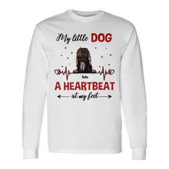 Personalized Dog My Heartbeat At My Feet Long Sleeve Shirt - Thegiftio UK