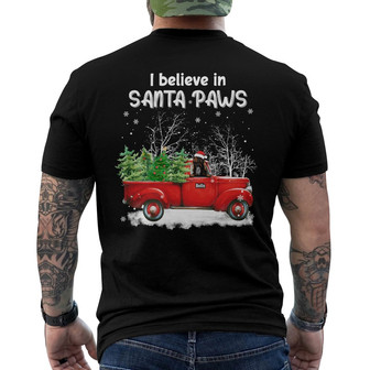 Personalized Dog Red Truck Santa Paws Christmas Back Print T-Shirt - Thegiftio UK
