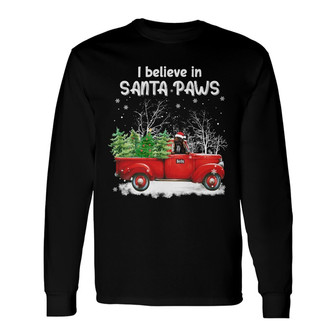 Personalized Dog Red Truck Santa Paws Christmas Long Sleeve Shirt - Thegiftio UK