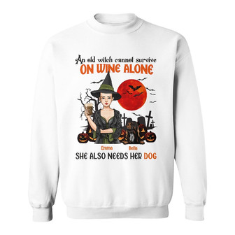 Personalized Dog Witch Fall Halloween Sweatshirt - Thegiftio UK