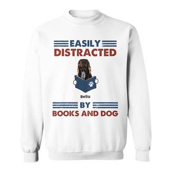 Personalized Easily Distracted By Book And Dog Sweatshirt - Thegiftio UK