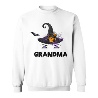 Personalized Fall Grandma Halloween Witch Face Sweatshirt - Thegiftio UK