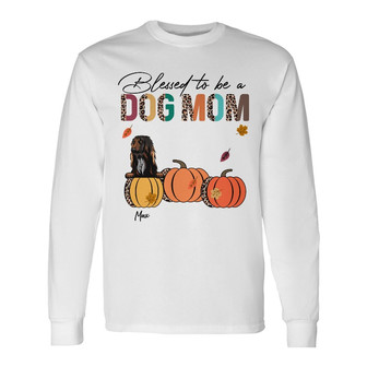 Personalized Fall Halloween Dog Mom Long Sleeve Shirt - Thegiftio UK
