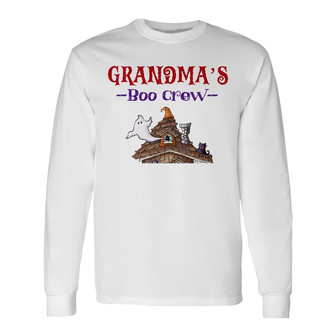 Personalized Fall Halloween Grandma Boo Crew Long Sleeve Shirt - Thegiftio UK