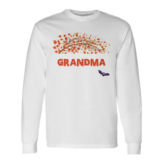 Personalized Fall Halloween Mom Grandma Long Sleeve Shirt - Thegiftio UK