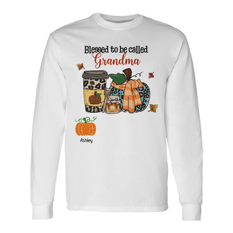 Personalized Fall Halloween Mom Grandma Long Sleeve Shirt - Thegiftio UK
