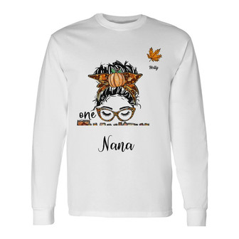 Personalized Fall Halloween Mom Grandma Long Sleeve Shirt - Thegiftio UK