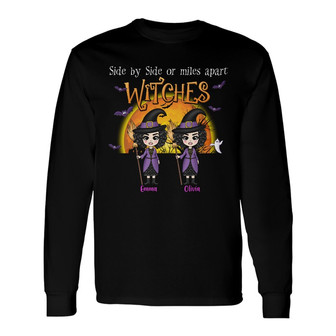 Personalized Fall Halloween Witch Friends Long Sleeve Shirt - Thegiftio UK