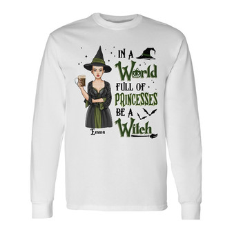 Personalized Fall Halloween Witch Long Sleeve Shirt - Thegiftio UK