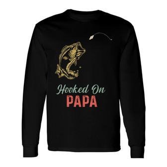 Personalized Fishing Hooked On Dad Grandpa Long Sleeve Shirt - Thegiftio UK