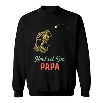 Personalized Fishing Hooked On Dad Grandpa Sweatshirt - Thegiftio UK