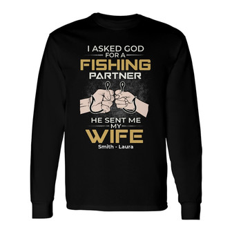 Personalized Fishing Partner Dad Grandpa Long Sleeve Shirt - Thegiftio UK