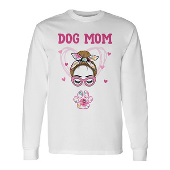 Personalized Floral Paw Dog Mom Grandma Long Sleeve Shirt - Thegiftio UK