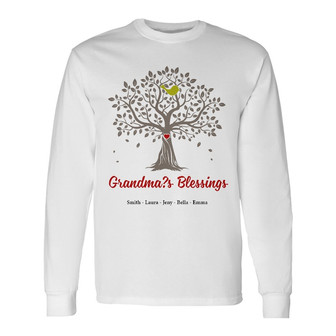 Personalized Grandma Blessing Tree Long Sleeve Shirt - Thegiftio UK