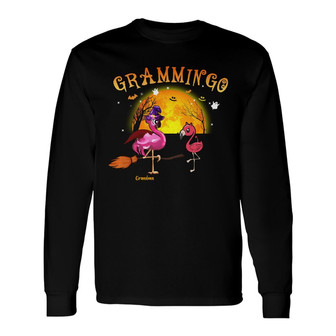Personalized Grandma Flamingo Fall Halloween Long Sleeve Shirt - Thegiftio UK
