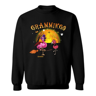Personalized Grandma Flamingo Fall Halloween Sweatshirt - Thegiftio UK