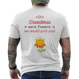 Personalized Grandma Flower White Back Print T-Shirt - Thegiftio UK