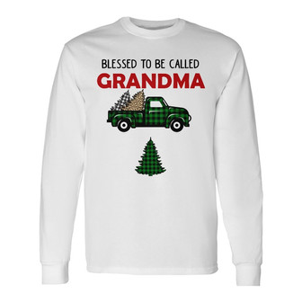 Personalized Grandma Red Truck Christmas Tree Long Sleeve Shirt - Thegiftio UK