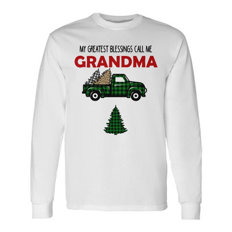 Personalized Grandma Red Truck Christmas Tree Long Sleeve Shirt - Thegiftio UK
