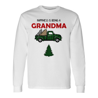 Personalized Grandma Red Truck Christmas Tree Long Sleeve Shirt - Thegiftio UK