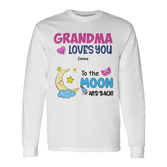 Personalized Grandma To The Moon And Back White Long Sleeve Shirt - Thegiftio UK