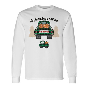 Personalized Grandma Truck Thanksgiving Christmas Long Sleeve Shirt - Thegiftio UK